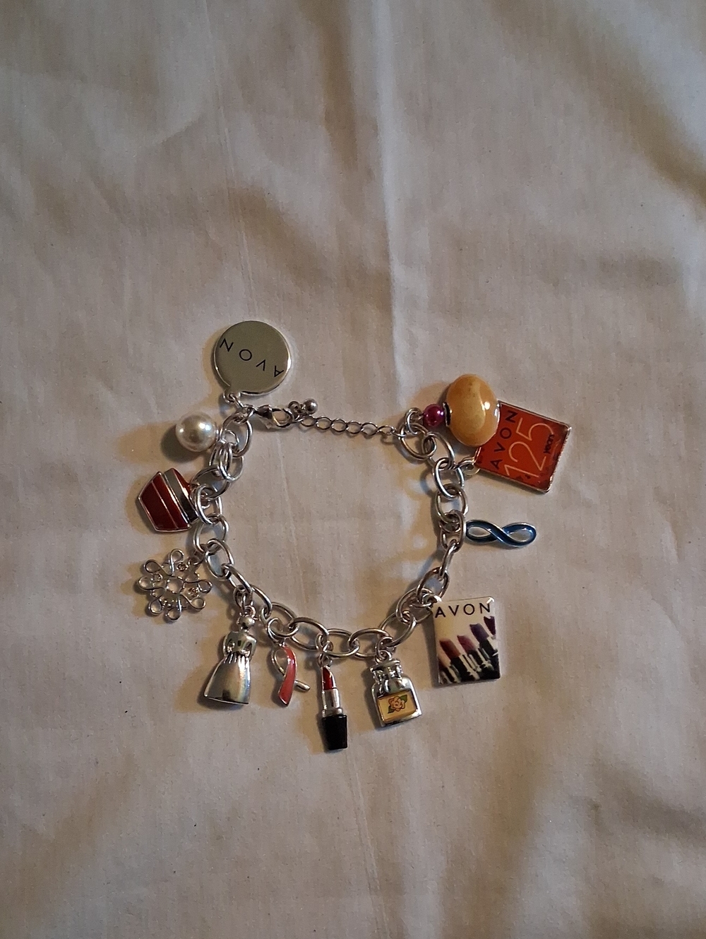 Vintage Style Silver Tone Stone Charm Bracelet